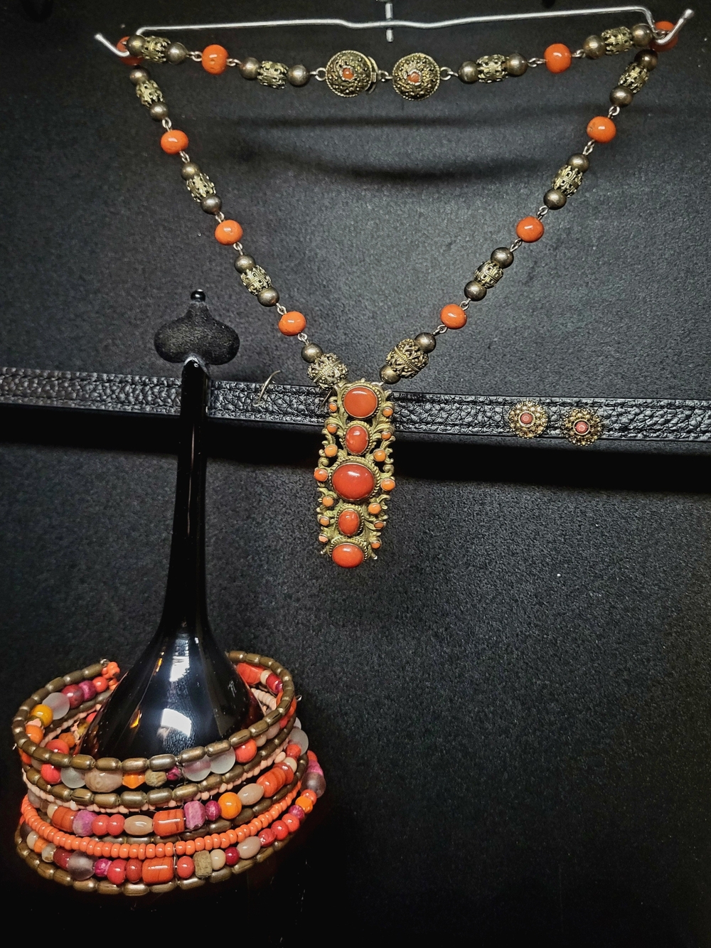 Antique Austro-Hungarian 800 Silver Gilt Coral Necklace – c. 1900